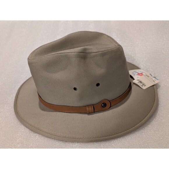 Vintage USA Made TWILL SAFARI HAT Men's MEDIUM Beige Shapeable NWT Deadstock - Picture 1 of 8